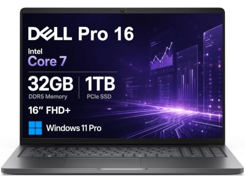 Image of Dell Pro 16 PC16250 (Next Gen Latitude 5550) Business Laptop, 16 inch FHD+, Anti-Glare, Intel Core 7 150U (> Ultra 7 165U), 32GB DDR5, 1TB SSD, Thunderbolt 4, Ethernet, Numeric KB, Fast Charge, Win 11 Pro
