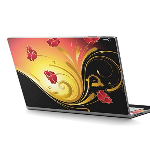 igsticker Surface Book2 Book3 15inch 専用 スキンシール サーフェス ブック 15インチ用 シール 007540 クール 花 フラワー 赤 レッド