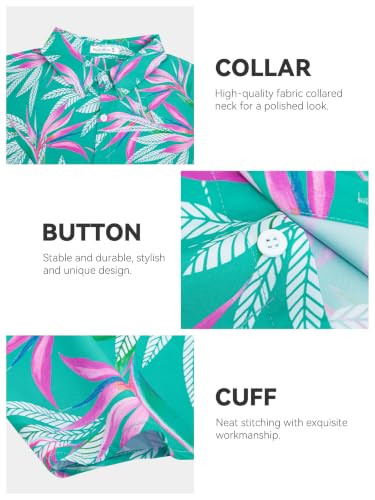 Image of Yoimira Hawaiian Shirts for Men, Print Mens Casual Short Sleeve Button Down Shirts Floral Aloha Beach Shirt