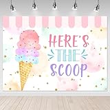 Mocsicka Ice Cream Backdrop 7x5ft Here's The Scoop Summer Sweet Happy Birthday Party Decorations for Kids Ice Cream Cake Table Banner Photography Background