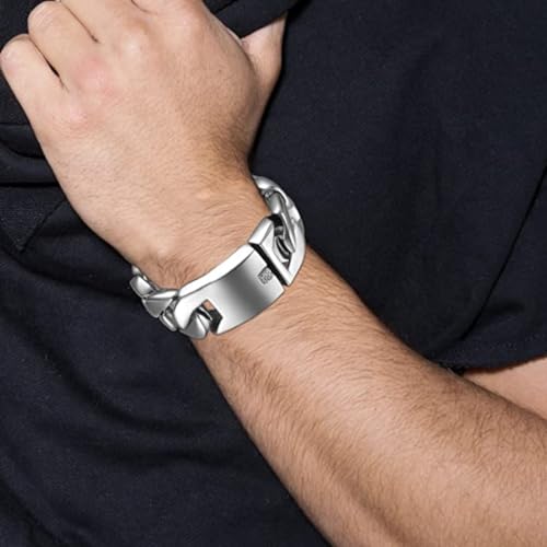ROWIN&CO Jewelry Huge 32mm Mens Chunky Bracelet Heavy Sturdy 316L Stainless Steel Cuban Chain with Box Lock Clasp, 9.5 Inch/10.5 oz4