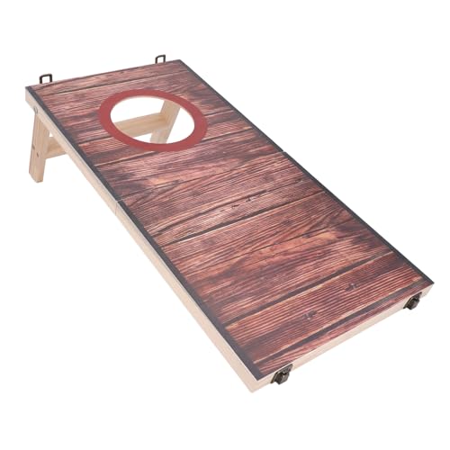 Pwshymi 1PCS Interactive Cornhole Board Set with Cornhole Bag and 4PCS Bean Bag for Outdoor Party Camping,Portable Corn Hole Game Set,30 * 30 * 6cm 11.8 * 11.8 * 2.4in (Red Circle)