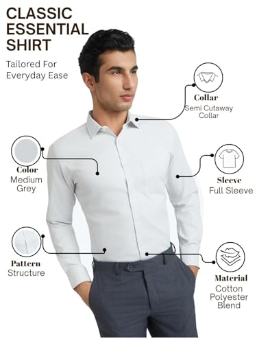 Image of Park Avenue Men Cotton blend Slim Fit Structure Pattern Semi Cutaway Collar Formal Shirt