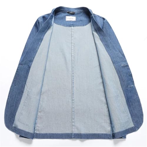 Men's Thin Cotton Suit Jacket Two Button Lapel Loose Denim Blazer Plus Size Pocket Casual Outerwear3