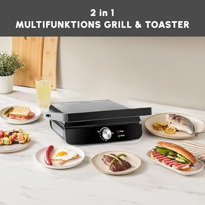 Karaca Toastmaster Inox Toaster Sandwichtoaster und Electric Grill, Schwarz, Tost Makinesi, Vielseitiger 2-in-1 Panini Maker & Kontaktgrill, Kapazität für 4 Scheiben, Antihaftplatten – Bild 8