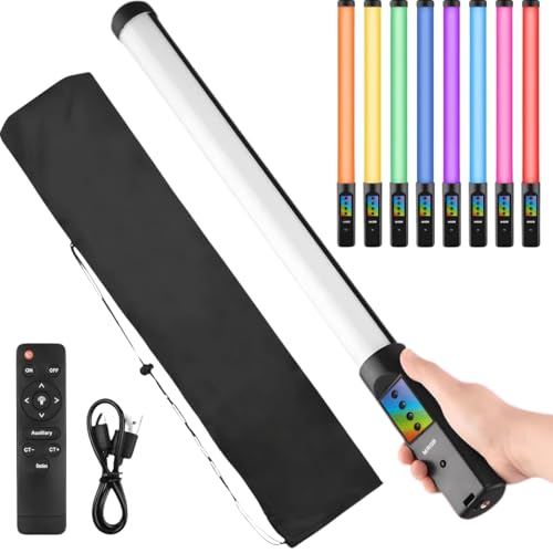 Bastão de Luz LED RGB Recarregável para Fotografia com Controle Remoto – Temperatura 3200K-5500K, 13