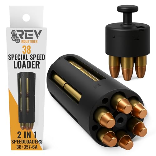 RevIndustries 38 Special Speed Loader - 357 Magnum SpeedLoader for 6-Cylinder Revolvers - High-Capacity 2-in-1 Reload Tool (18-Round Triple Stack or 6-Round) - Patented Push-Button