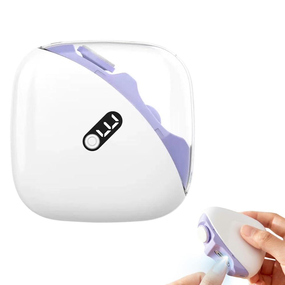 Electric Nail Trimmer 3 Speeds Electric Nail Clipper of LED Light USB Rechargeable Automatic Nail Clipper 2 in
