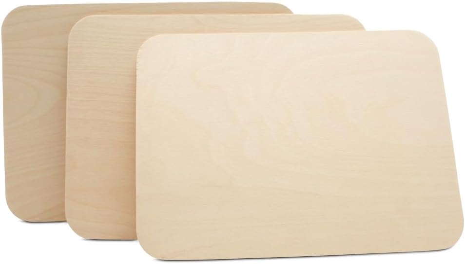 Rectangle Plaque 11 x 8-inch, 1/8 inch Thick, Round Edged, Large Blank Wooden Hanging Signs for Crafts, by Woodpeckers