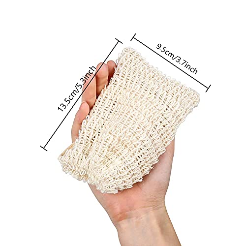4 Stück Seifensäckchen Sisal Seifenbeutel Bio Seifensack Seifensackerl, Aufschäumen und Trocknen der Seife, Peeling, Massage Seifenkrümelbeutel