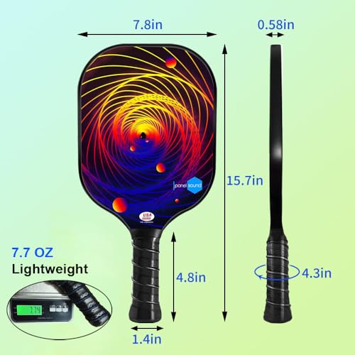 Image of USAPA Approved Pickleball Paddles Set of 2 Fiberglass Pickleball Rackets with 1 Carrying Case, 4 Outdoor Pickleballs