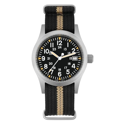 Image of Militado ML05 38mm VH31 Quartz Watch - Domed Sapphire Crystal Field Watch C3 Super Luminous Retro Sweep Wrist Watch for Men 100M Waterproof