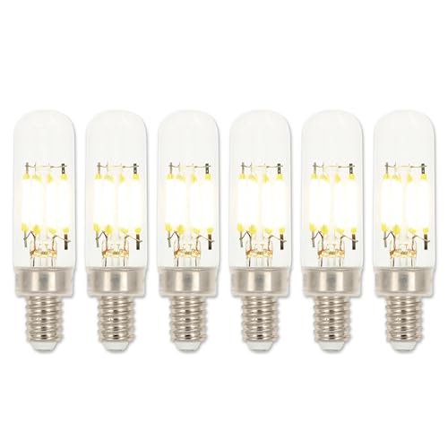 Westinghouse 5158120 2.5 Watt (25 Watt Equivalent) T6 Dimmable Clear Filament LED Light Bulb, Candelabra Base, 6 Pack