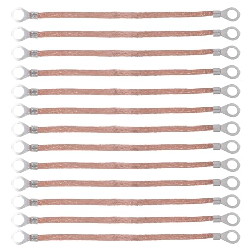 TEHAUX 100pcs Flat Yellow Braided Copper Ground Cable, Universal Grounding Kit for Automotive Engine Electrical Systems Connections