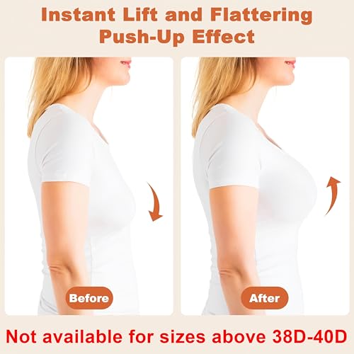 Image of LAZYROSY Sticky Bra Push Up Backless Bras Strapless Stick on Bra Invisible Adhesive Bra with Nipple Covers for Women (Nude, C)
