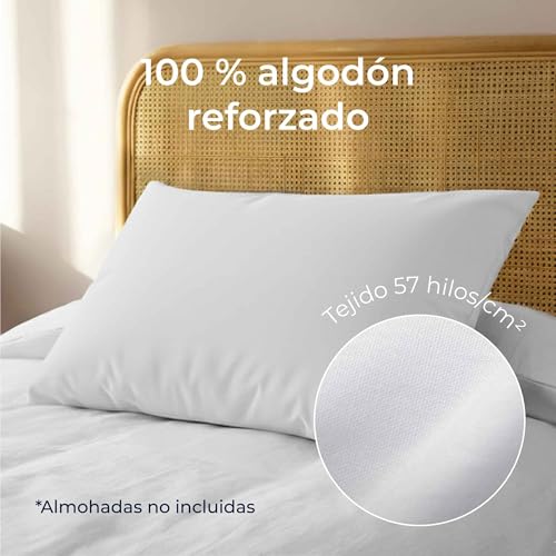 Funda de Almohada 40x70 Algodón Reforzado (Pack de 2) - Blanco - Tela Apretada de 57 Hilos/cm² - Funda Almohada 40 x 70 - Certificación Oeko Tex - Dreamzie - Imagen 4