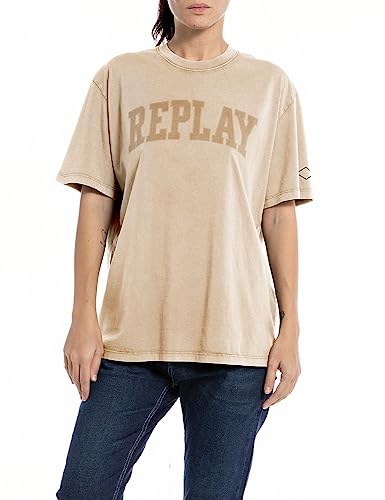 T-Shirt Femme Replay W3623l en Coton Organique Kaki Taille M