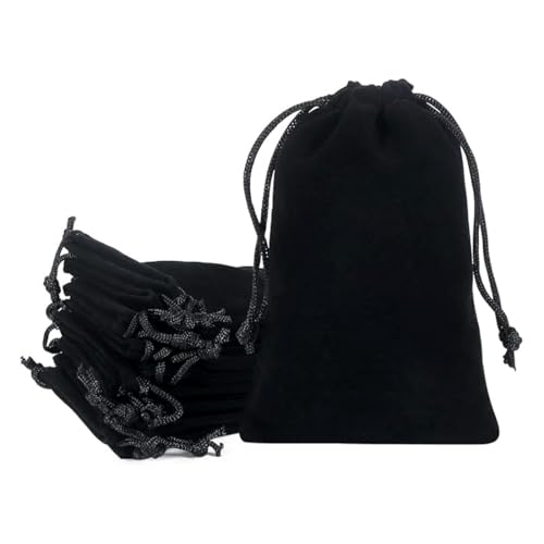 MEXRUMI 5 Stück Schwarz Weicher Samtbeutel Schmuckbeutel Mit Kordelzug,Cm Samt Säckchen Hochzeit Party Geschenksäckchen，Samtbeutel 10 * 15Cm，Beutel Mit Kordelzug Geschenkbeutel