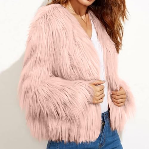 Women’s Faux Fur Coat Open Front Fluffy Cardigan Casual Long Sleeve Shaggy Jacket Winter Warm Solid Cute Outwear3