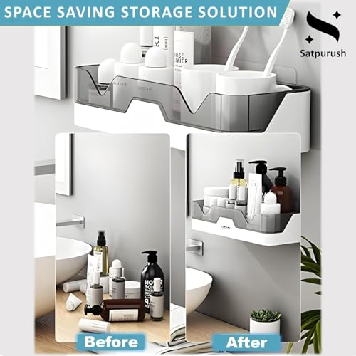 Image of BENAVJI Drill Free Corner Shelf for Bathroom Wall Bathroom Organizer Without Drill Kitchen Rack Pack of 2