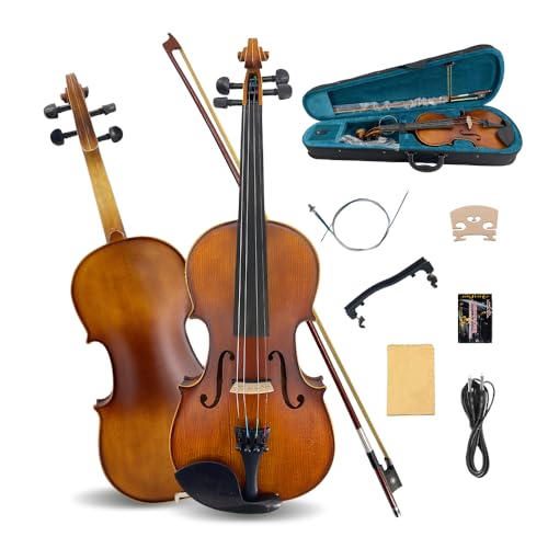 ModouString Acoustic Violin 4/4, 4 Strings Electric violin Maple Spruce Solid Wood Body, Ebony...