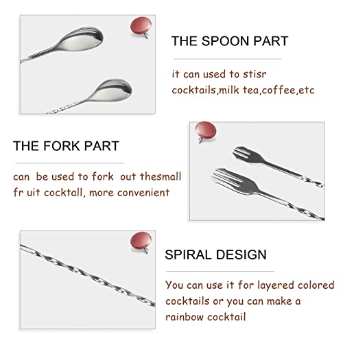 4 Stück Cocktail Rührlöffel Lang Cocktaillöffel Gedreht Mischen Bar Löffel Edelstahl Rührlöffel Multifunktions Lang… - Image 4