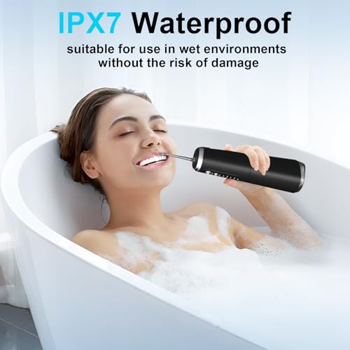 Munddusche Kabellos Water Flosser mit 4 Modi & 5 Düsen, Upvital Munddusche Tragbare 280ML Zahndusche, IPX7 Wasserdicht & 2000mAh Batterie, USB-C Wiederaufladbare Zahnreiniger für Reisen & Hause – Bild 8