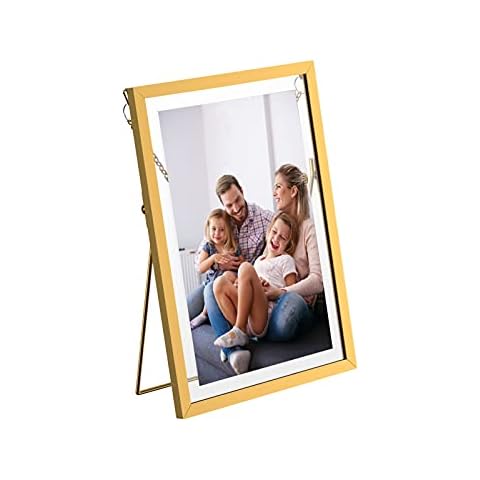AITEE 5x7 Gold Frames,Acrylic Glod Photo Frame for Table Display or Wall Mounted,Floating Display Photo Frame with High Definition Cover