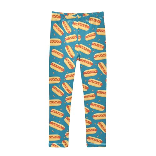 Hot Dogs Girls' Leggings Toddler Doodles Kids Yoga Pants Dance Active Tights 4T