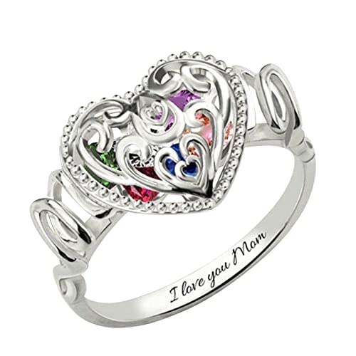 Xmiral Cadeaux en forme de coeur Zircon creux pour le modèle de maman Bijoux populaires Anneaux de bijoux Jouets Étagères Anneaux