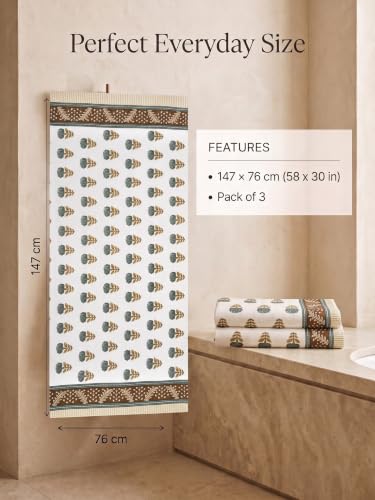 Image of Mafatlal Madhuban 250 GSM Waffle Texture Cotton Bath Towels Pack of 3 | 147 x 76 cm | Lightweight & Fast Dry | Copper Brown