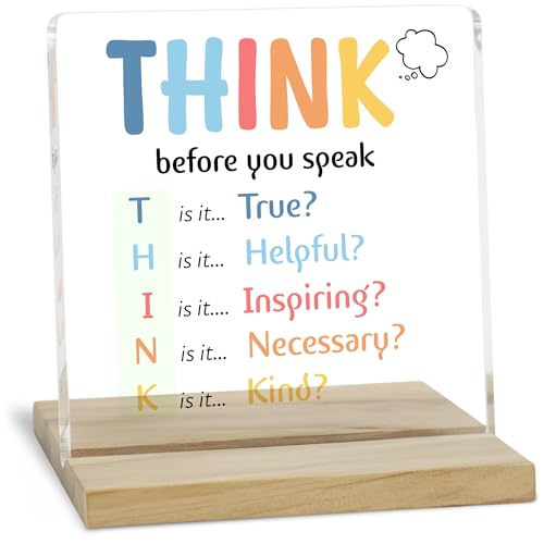 Think Before You Speak Decor Sign, Mental Health Acrylic Plaque, Therapy Office Decor for Women