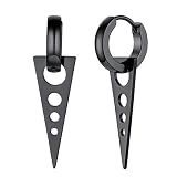 U7 Klappcroelen mit Dreieck Anhänger schwarz Edelstahl Kleine Creolen Ohrringe Gotik Biker Punk Rock Huggie Kreolen Modeschmuck Accessoire