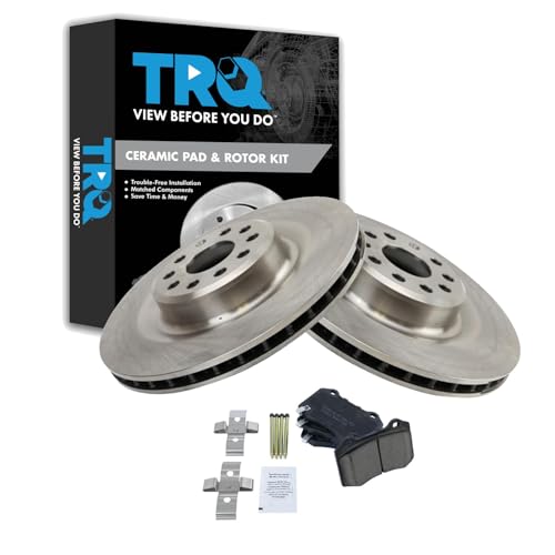 Image of TRQ Rear Brake Pad and Rotor Set Ceramic Compatible with 2017-2021 Tesla S