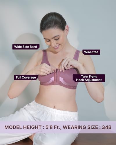 Image of BODYSIZE Front Open Sports Padded Bra for Women - Cotton| Full Coverage, Maximum Support | Non-Wired, Seamless Bra