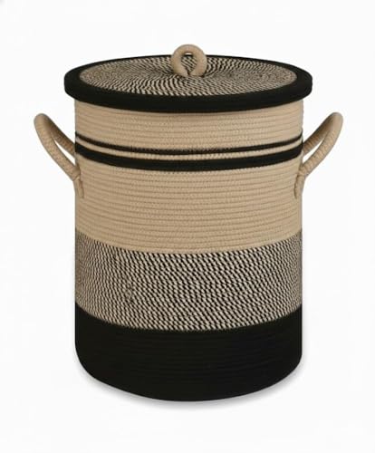 Image of lid Laundry Basket for Clothes, Toy Storage Basket, Storage Basket for Living room, Multi-Purpose, Extra Large Laundry Basket, Dirty Cloth Baskets, 15x20 in inch (LXH) (BG2)