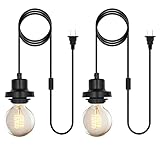 2 Pack Plug-in Pendant Light Cord Kit, Industrial Style Pendant Light Socket with On/Off Switch, 16.