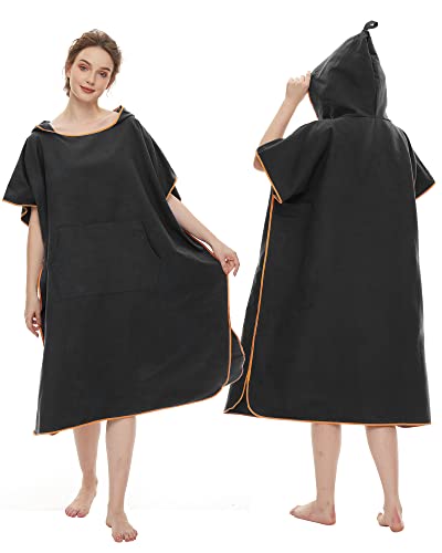 JORAKI Poncho Surf Hombres Mujeres, Toalla con Capucha y Bolsillo Toalla de Playa Toalla de Baño para Piscina Toalla de Poncho Albornoz de Baño Súper Suave Toallas Deportivas para Adultos