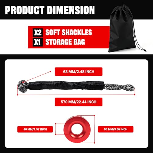 Image of BARTOO Winch Snatch 66000 LB Recovery Ring with 2 PCS Soft Shackle 1 /2 inch X 22 Inch Winch Rope, for ATV UTV SUV Truck Off-Road Vehicle Recovery Accessories, Gray