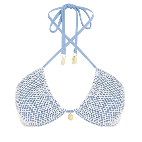 ZAFUL Women's Triangle Bikini Top Multiway Fishnet Tie Back Bandeau Halter String Bikini Swimsuit Bathing Suit