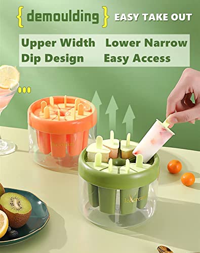 8 Pieces Ice Pop Mold,2023 New Popsicle Mold Set 8 Pieces, Homemade Silicone Popsicle Maker, Easy Release Ice Cream Molds, Reusable Diy Pop Molds Ice-Cream Molding Ice Box-Orange #TOP5