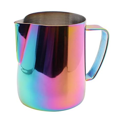 Dianoo Stainless Steel Milk Frothing Pitcher Plated with Titanium Creamer Latte Art Cup Coffee Latte Cappuccino Multicolor 350ml Cover