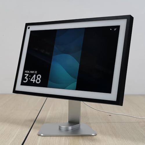 ATOPHK Stand for Echo 15 & Echo 21, Swivel & Tilt Adjustable Aluminum Stand, 360° Rotation & 50° Tilt, Compatible with Echo Show 15/21, Durable & Non-Slip Design (Silver)
