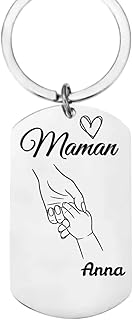 Porte-clé personnalisé Arbre de Vie – Gravure 1-4 prénoms enfants & message – Acier inoxydable – Cadeau fête des mères – Pochette offerte