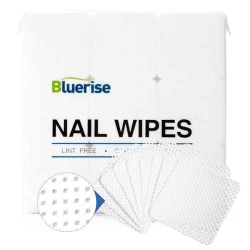 BLUERISE Lint Free Nail Wipes Nail Polish Remover Pads Soft Absorbable Eyelash Extension Glue Cleaning Wipes White 1200pcs