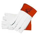 MCR Safety 4840M Red Ram Premium Grade Grain Goatskin MIG/TIG Welder Gloves with 5-Inch Russet Split Bell Cow Cuff, Yellow, Medium, 1-Pair