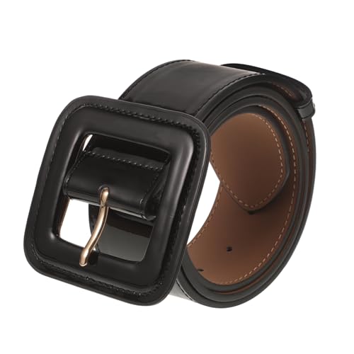 Fashion Women Wide PU Waist Belt Adjustable Vintage Dress Belt for Jeans and Coats Shiny Black Stylish Waspie Corset Accessory for Work and Casual Wear