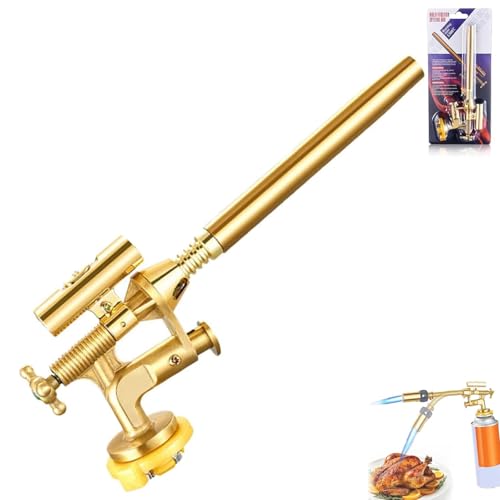 Self-Cooling Multi-purpose Blow Torch, High Intensity Butane Torch Kit with LED Lamp,Grade Kitchen Cooking Torchs, Adjustable Flame 360° Inverted Use, Turbo Fan Cooling, for BBQ, Baking (1pcs)