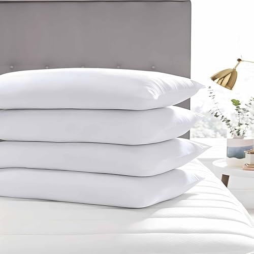 Ultra Thin Flat Soft Bed Pillows Standard Size Set of 2 Pack for Sleeping 20"x26", Hypoallergenic Skin Friendly Machine Washable