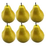 EXQUIMEUBLE 6個 仿真梨装饰 フェイクフルーツ 写真撮影用小道具 家用インテリア飾り 教育用果物模型 リアルな洋ナシデコレーション